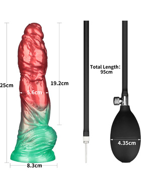 LoveToy: Aerosx, Dual Density Inflatable Dildo, 25 cm, rød/grønn