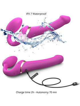 Strap-On-Me: Multi Orgasm Bendable Strap-On Vibrator, M, rosa