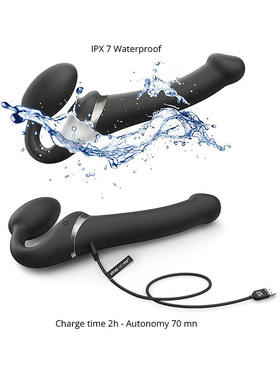 Strap-On-Me: Multi Orgasm Bendable Strap-On Vibrator, S, svart