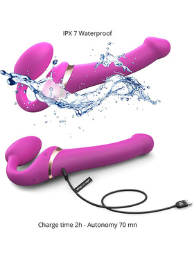 Strap-On-Me: Multi Orgasm Bendable Strap-On Vibrator, S, rosa