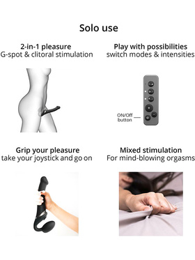 Strap-On-Me: Multi Orgasm Bendable Strap-On Vibrator, L, svart